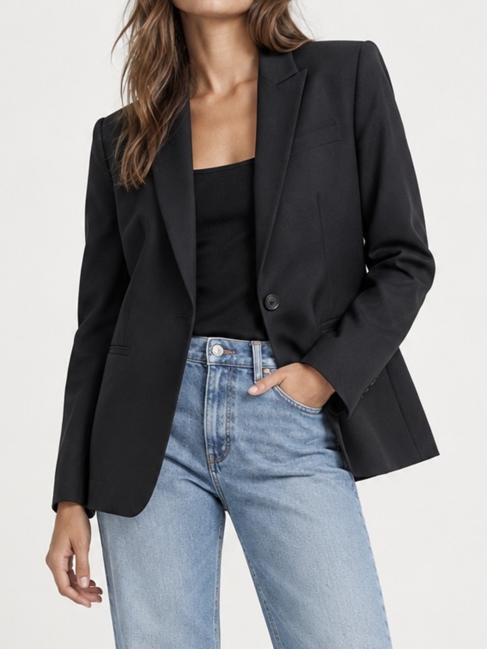 Zara Black Single-Button Tailored Blazer